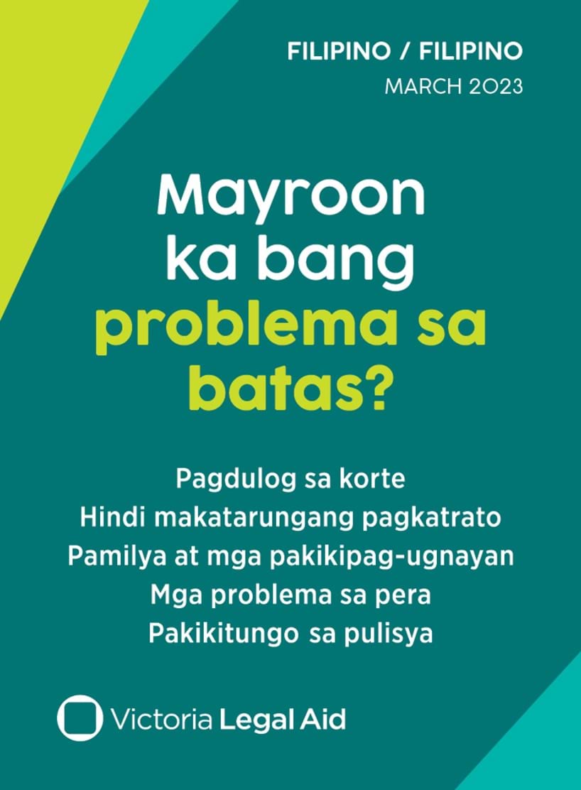 Victoria Legal Aid help card (Filipino) ""