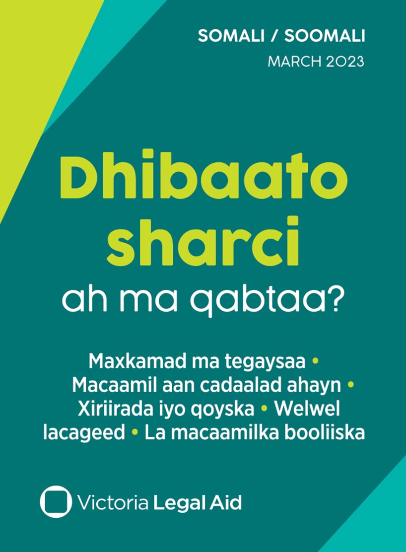 Victoria Legal Aid help card (Somali) ""