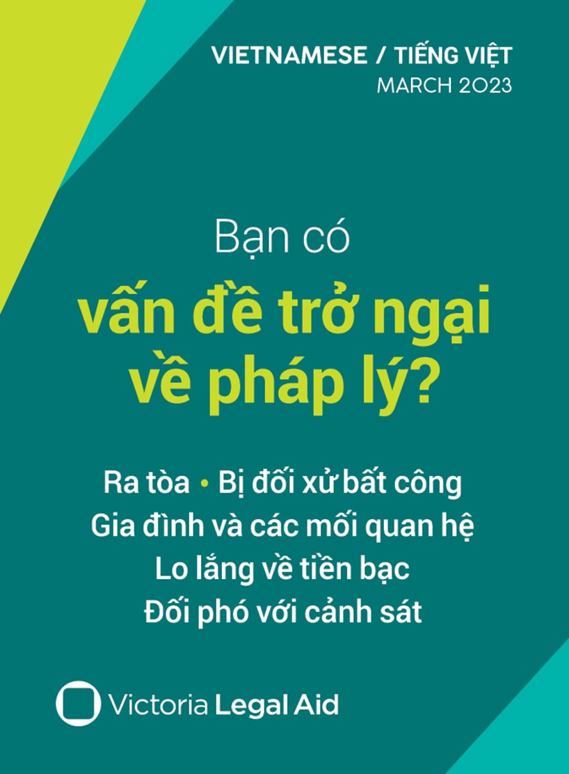 Victoria Legal Aid help card Vietnamese ""