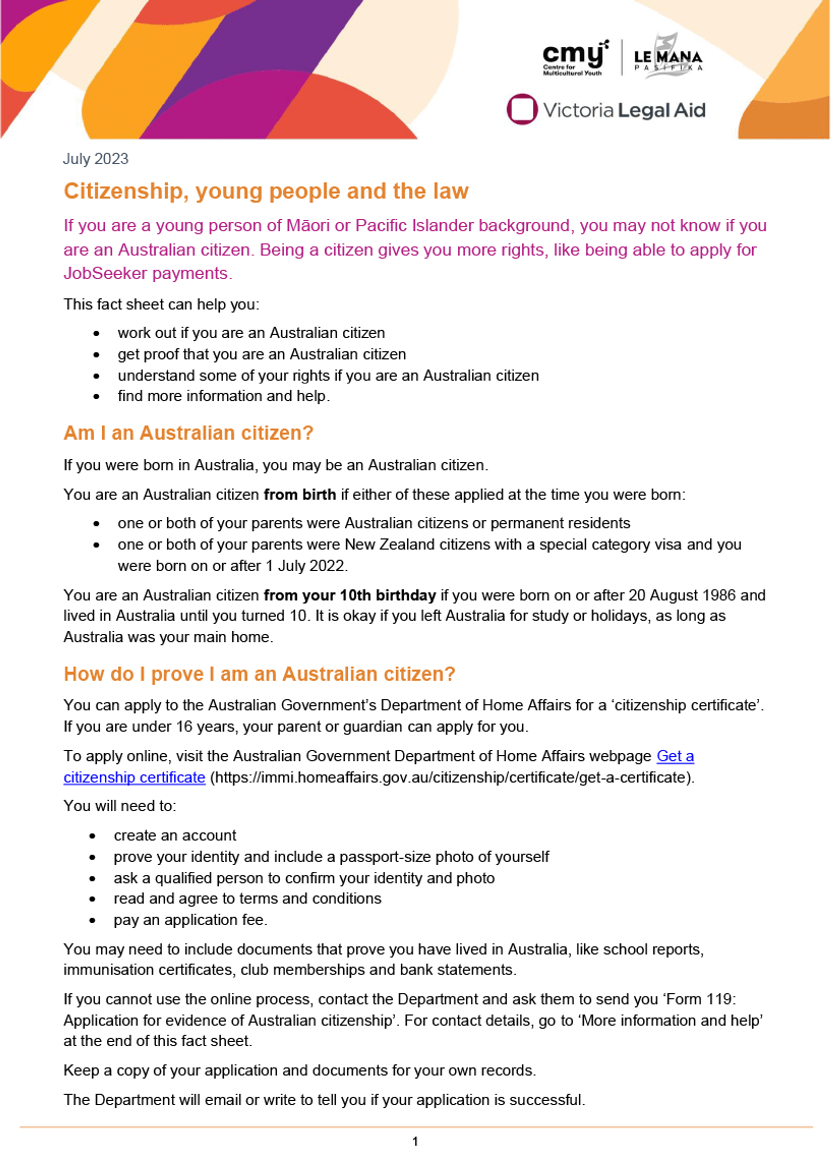 Citizenship, young people and the law | Victoria Legal Aid