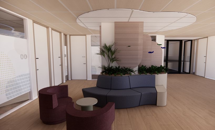 An artist's render of public waiting areas in our new Sunshine office.