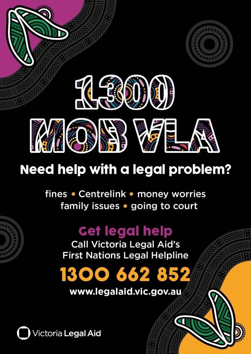 Legal Help postcard 1300 MOB VLA