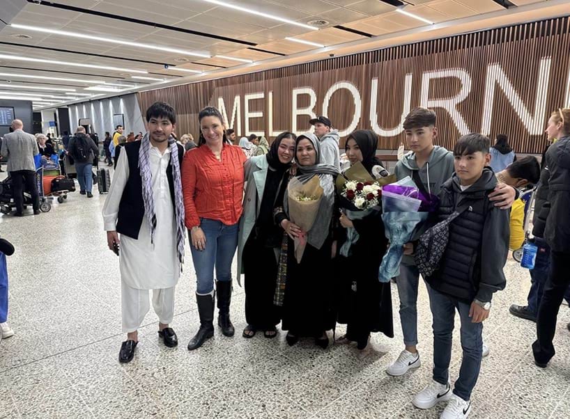 VLA citizenship clients Adiba and Arya reunited with their family at Melbourne Airport.