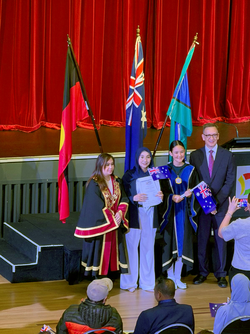Arya pictured at her Australian Citizenship ceremony.